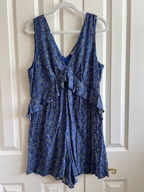 Chelsea & Violet XL Royal Blue Floral Romper NWT